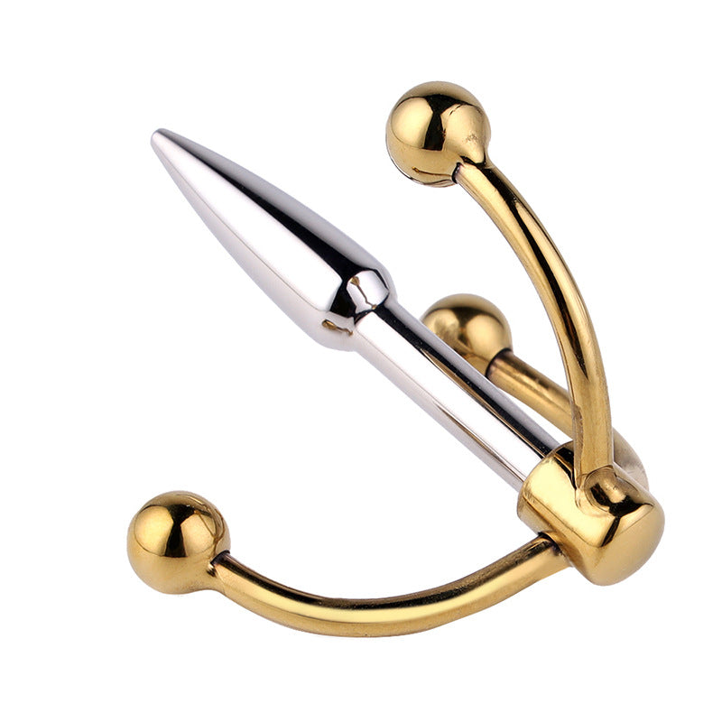 Driepuntige RVS BDSM Penis Plug Met Kogels