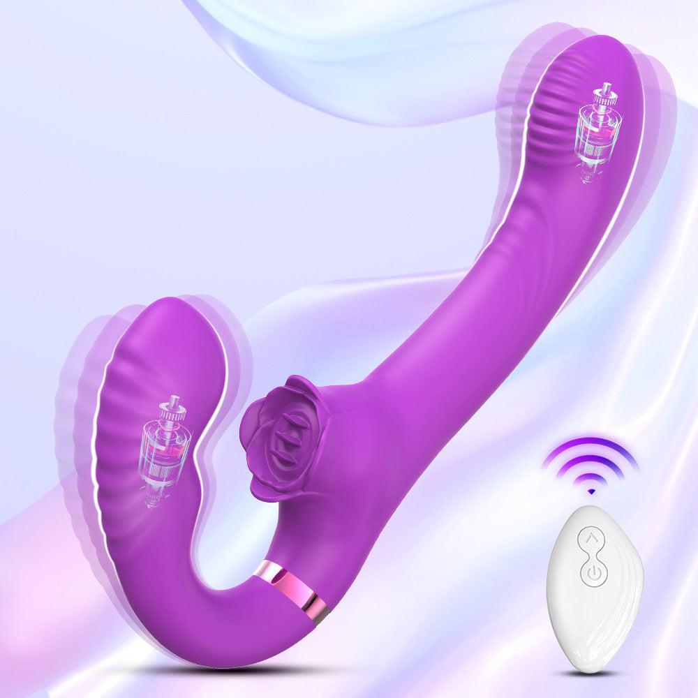 Clitoris Stimulator Met Dubbelzijdige Strapless Dildo