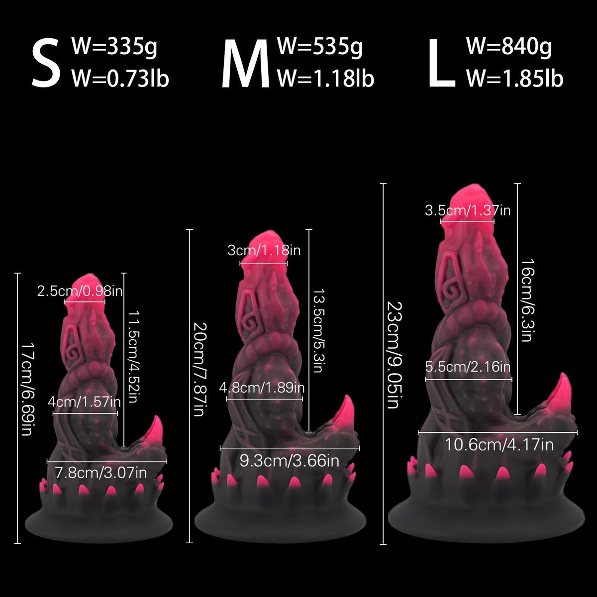 Zwart Roze Monsterdildo Met Noppen Zuignap