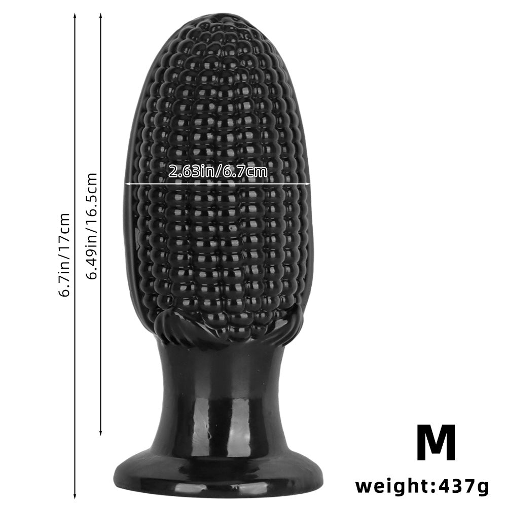 Zwarte PVC Maïskolf Buttplug In Drie Maten