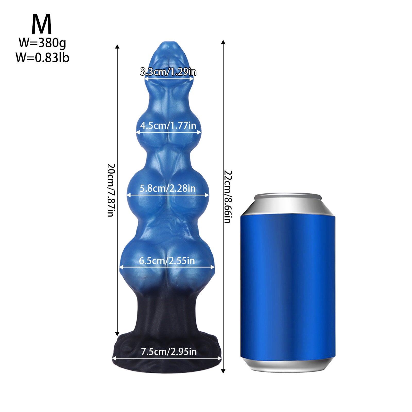Blauwe Siliconen Fantasy Dog Dildo met Drie Knopen