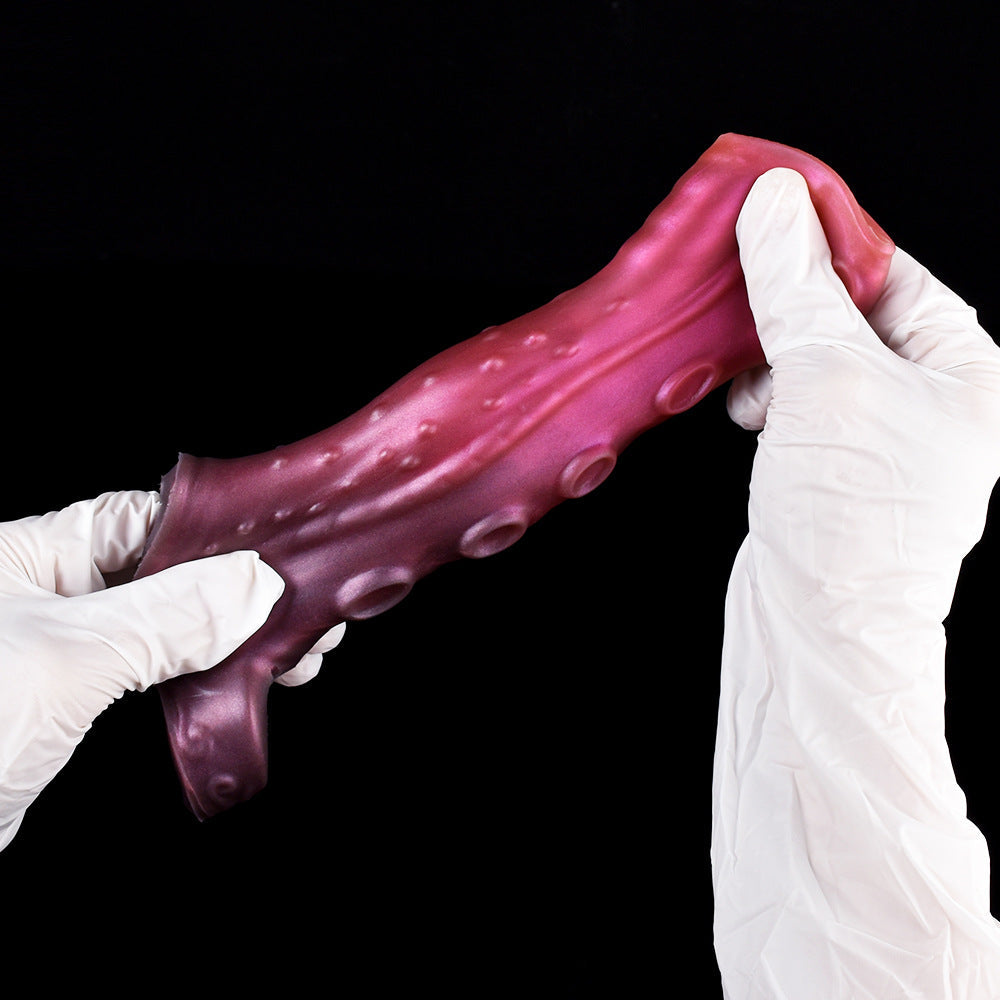 Rode Octopus Peni Sleeve Met Tentakeltextuur