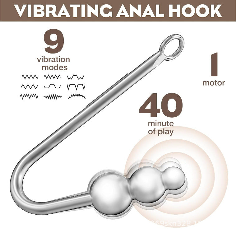 Metal Vibrating Hook Anal Plug BDSM