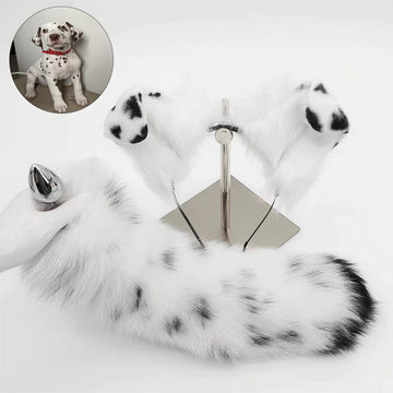 Dalmatian Anal Plug Animal Staartset Vier Maten