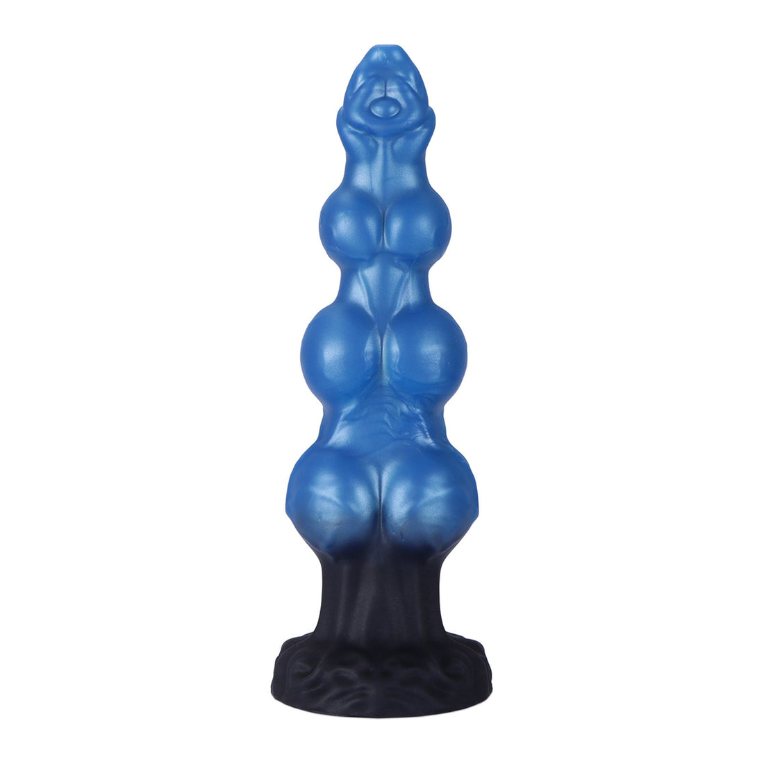 Blauwe Siliconen Fantasy Dog Dildo met Drie Knopen