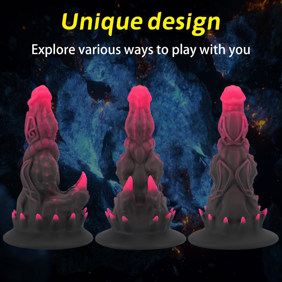 Zwart Roze Monsterdildo Met Noppen Zuignap