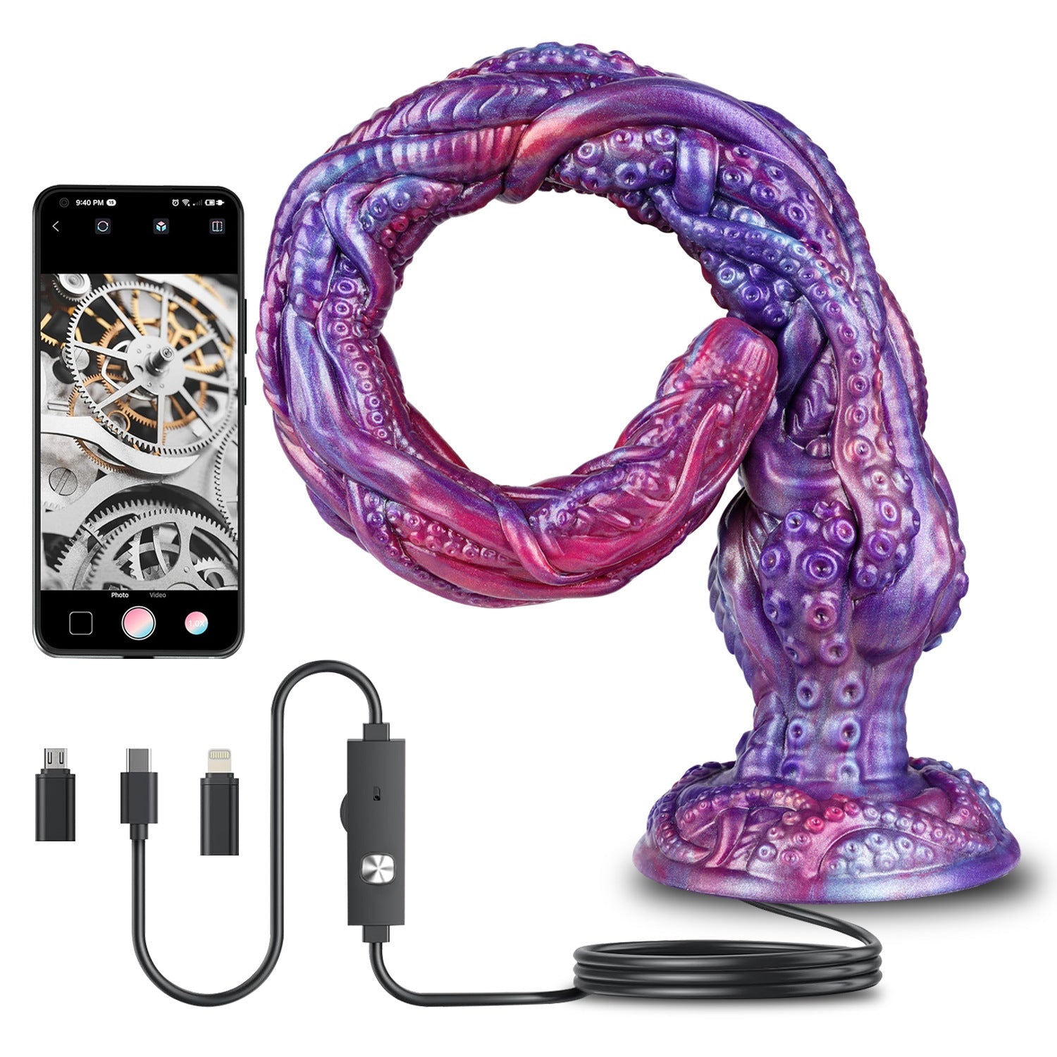 Monster Lange Tentakel Buttplug met APP-camera