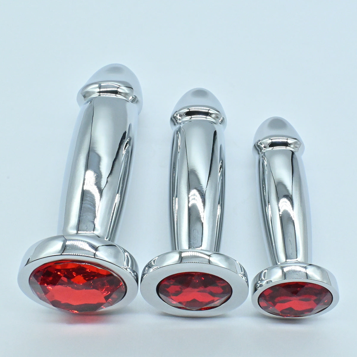 Penisvormige Metalen Buttplug met Diamantlook