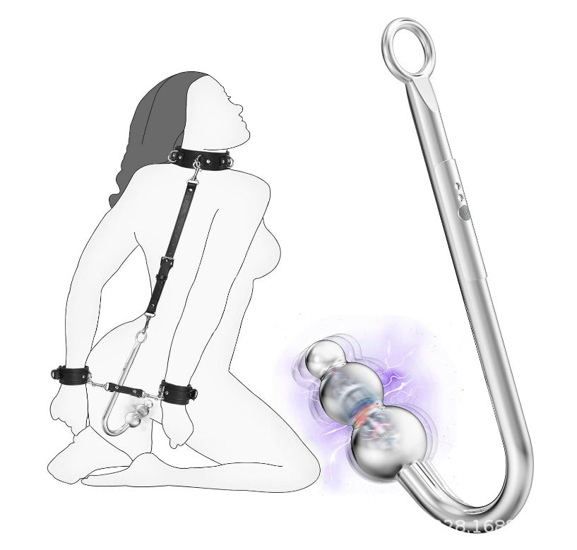 Metal Vibrating Hook Anal Plug BDSM