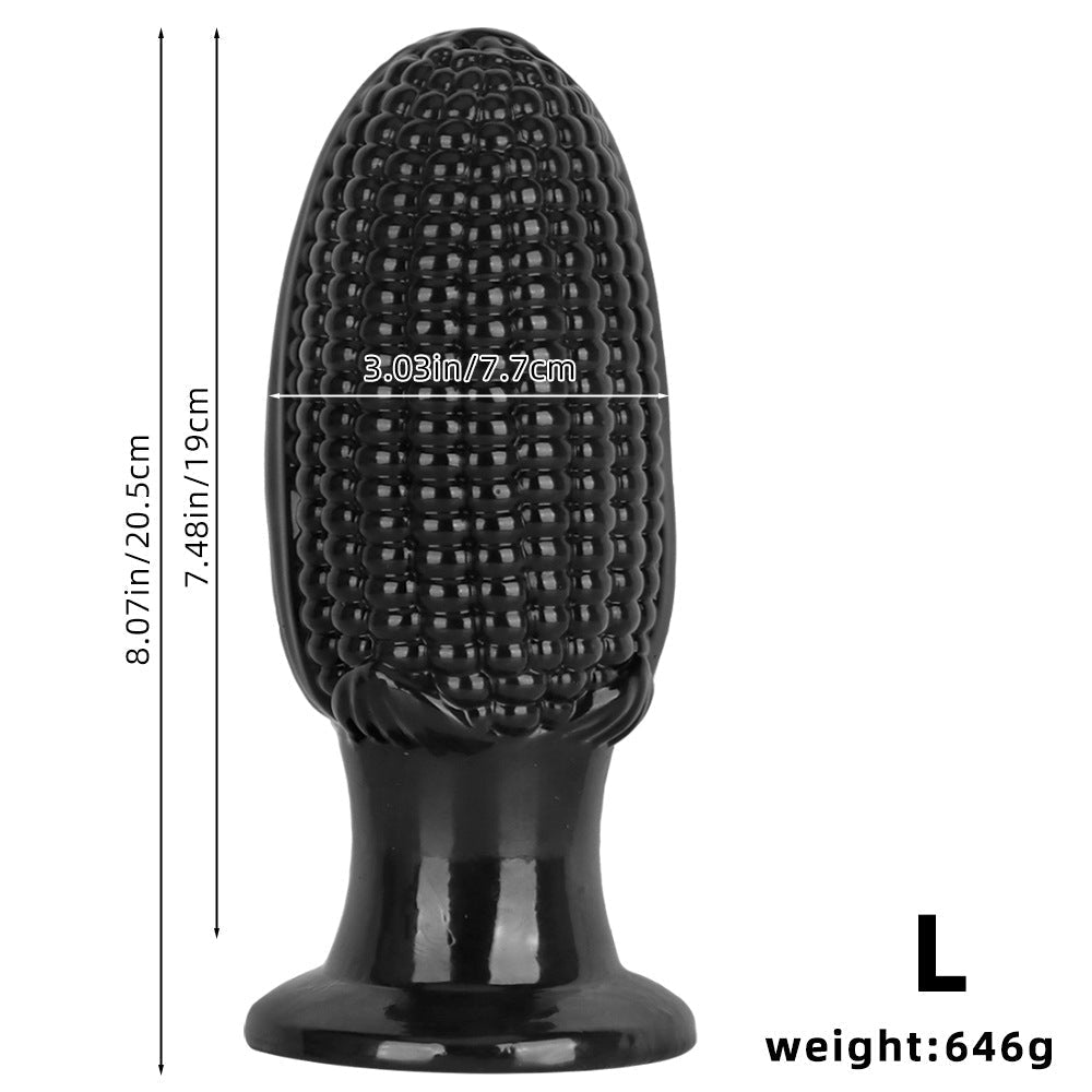 Zwarte PVC Maïskolf Buttplug In Drie Maten