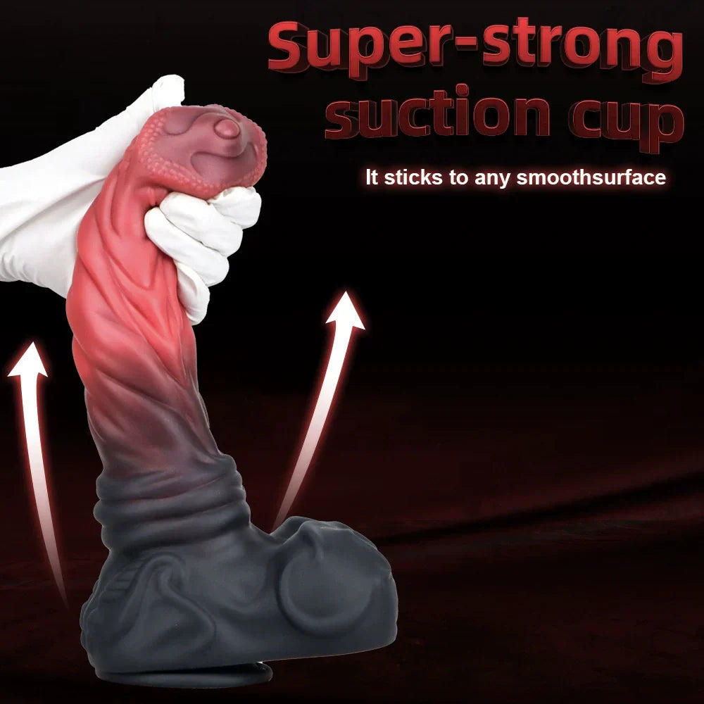 Rode Getextureerde Fantasy Anaal Horse Dildo