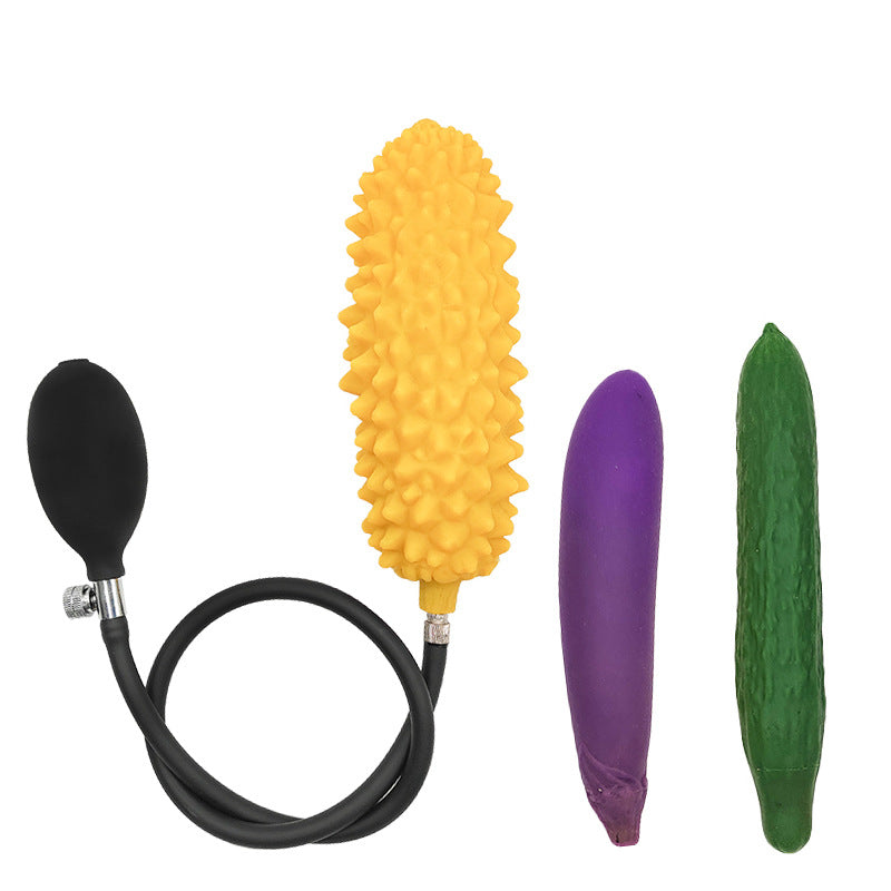 19.5cm Gele Doerian Inflatable Buttplug Met Handpomp