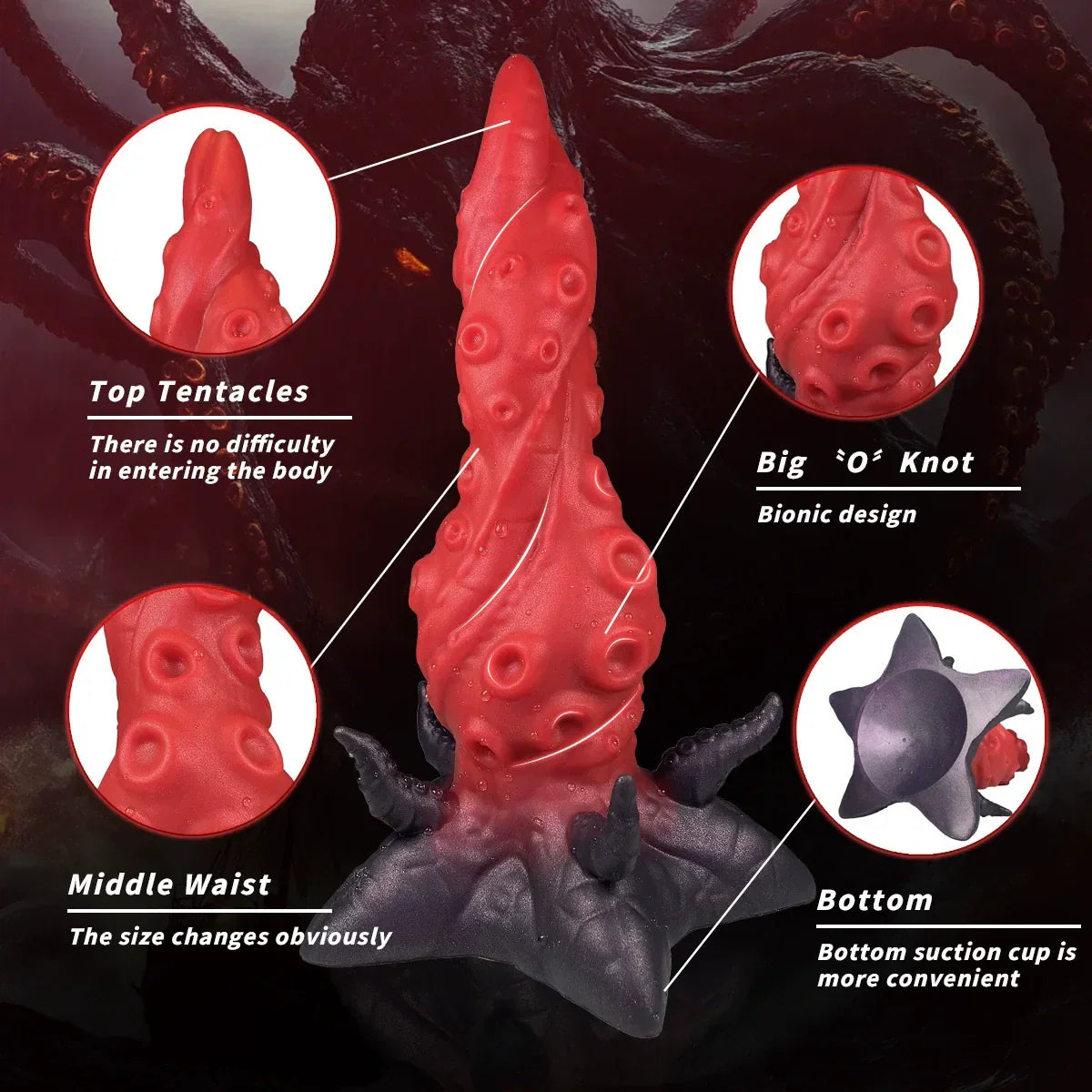 23 cm Octopus Tentakel Monsterdildo met Zuignap