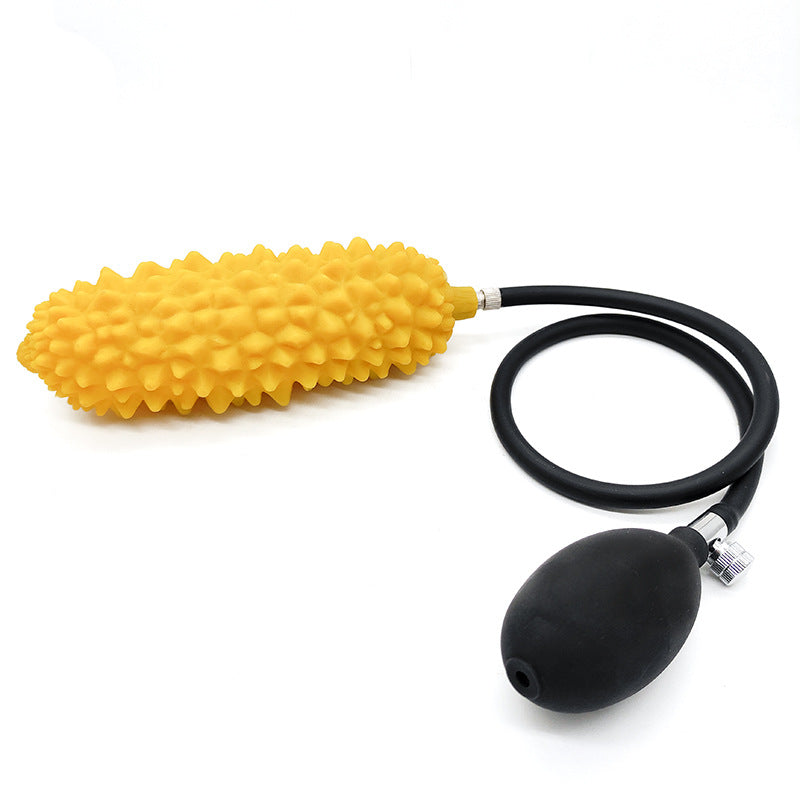 19.5cm Gele Doerian Inflatable Buttplug Met Handpomp