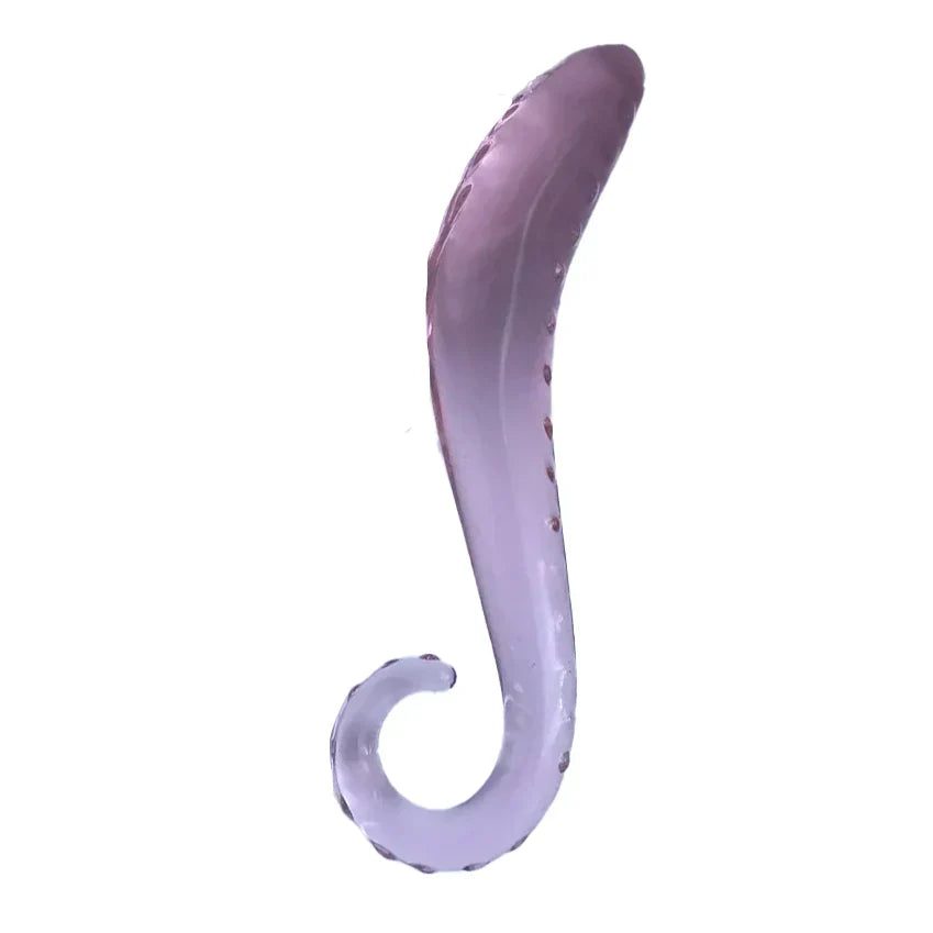 Transparante Roze Gebogen G-spot Glazen Dildo