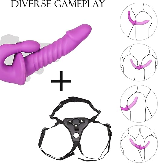 Geribbelde Dubbelzijdige Strapless Strapon Voor Lesbische Koppels