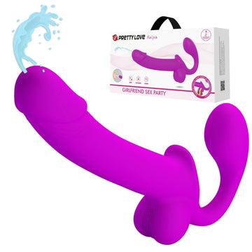 Paarse Strapless Strapon Dildo Met Squirtingfunctie