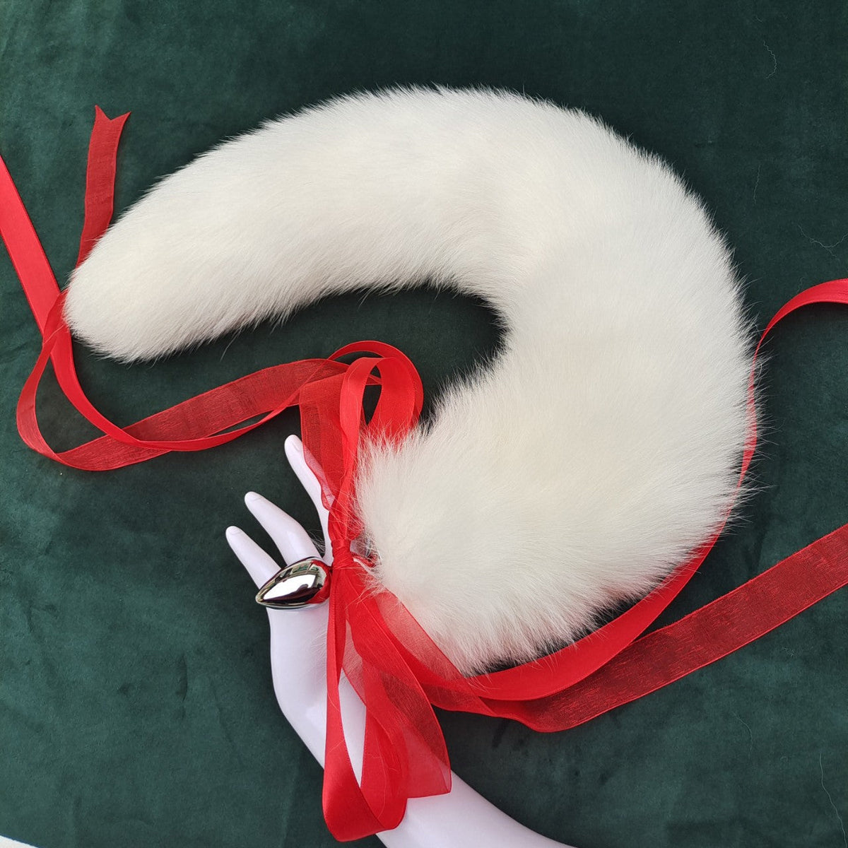 Witte Pluizige Fox Tail Buttplug van Metaal