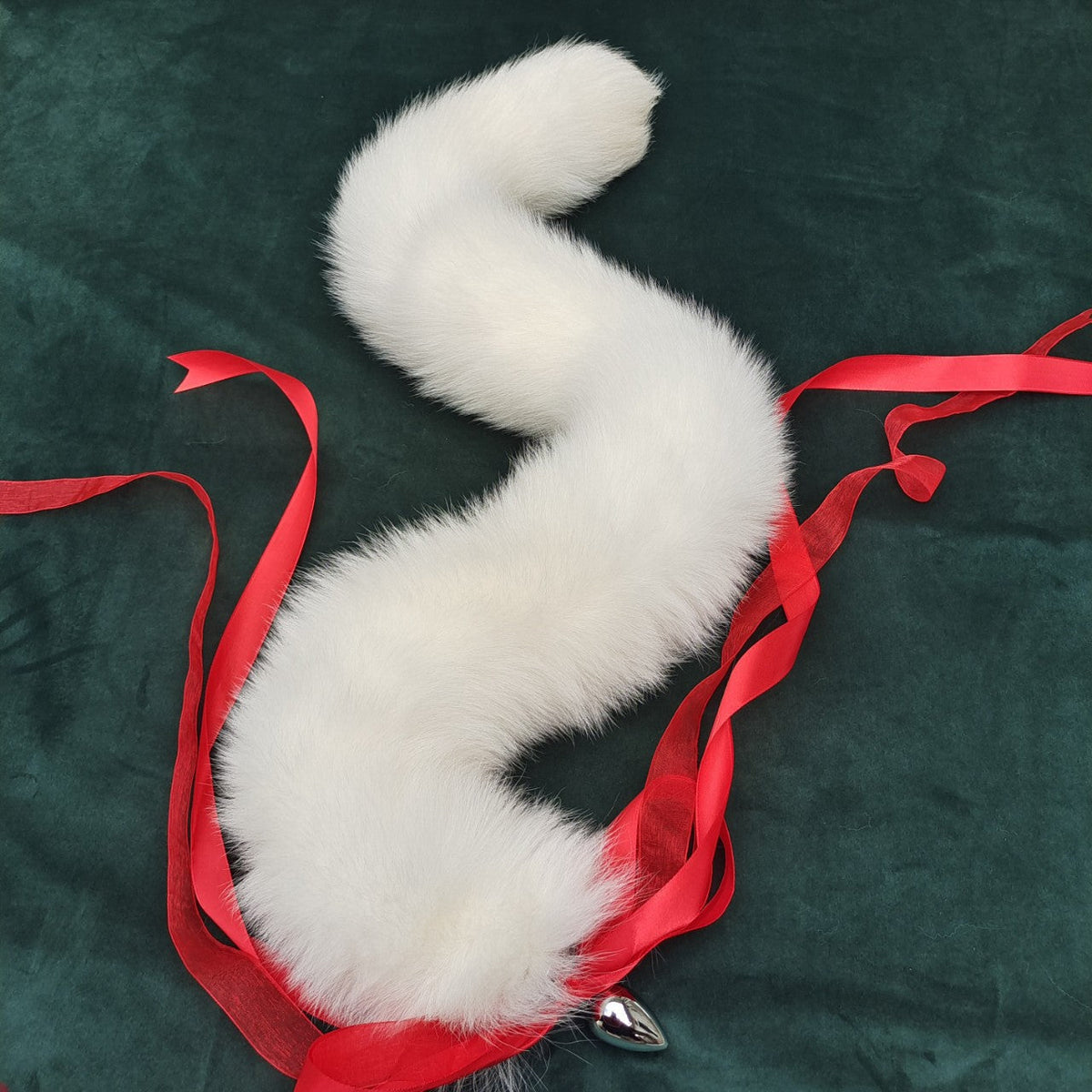 Witte Pluizige Fox Tail Buttplug van Metaal