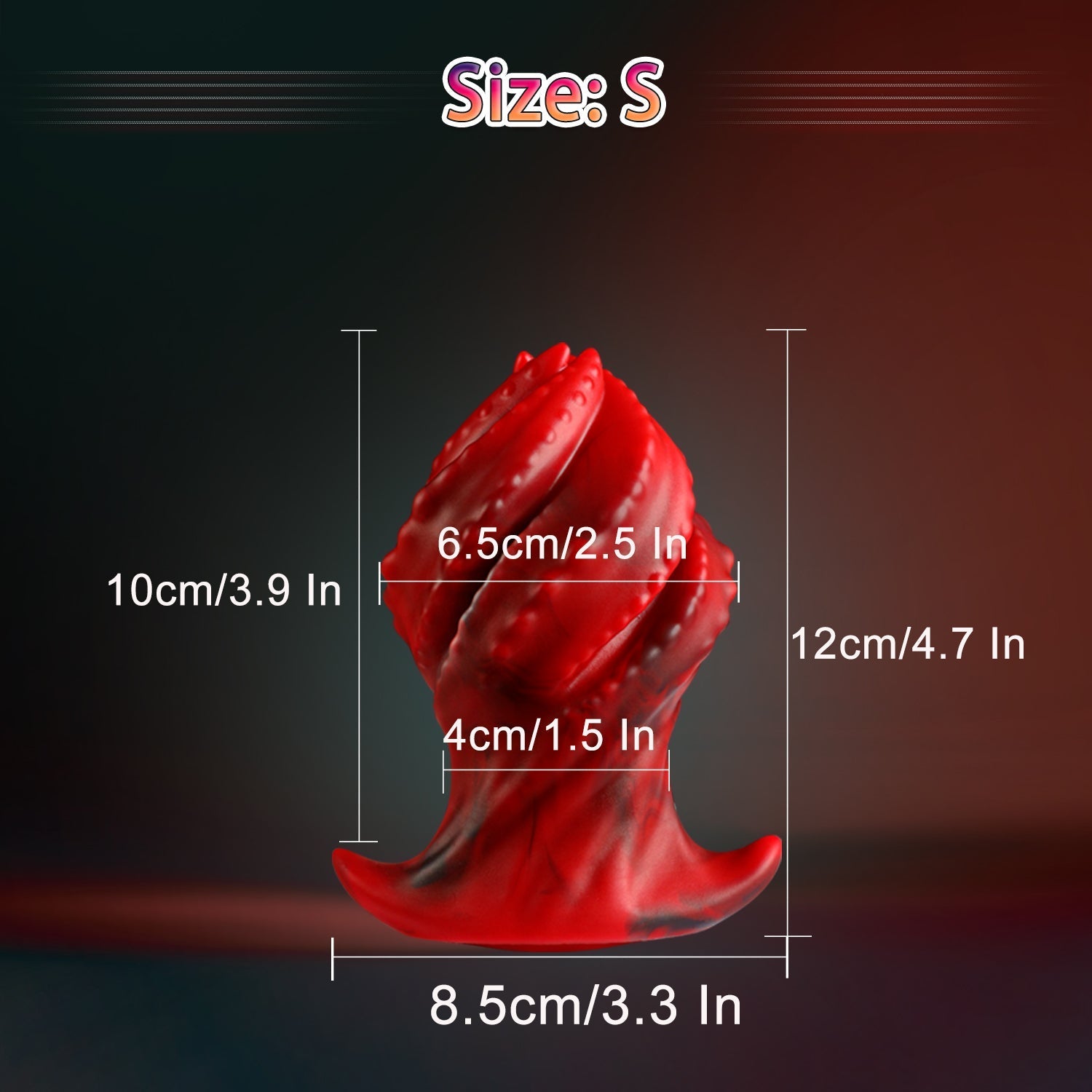 Rode Siliconen Grote Buttplug met Ribbels