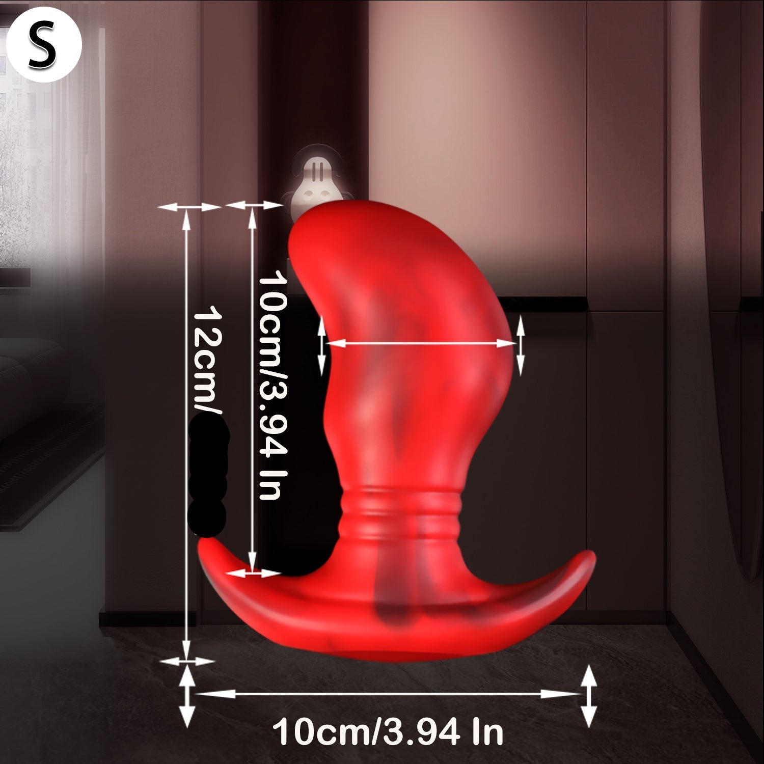 Rode Grote Siliconen Buttplug met Gebogen Vorm