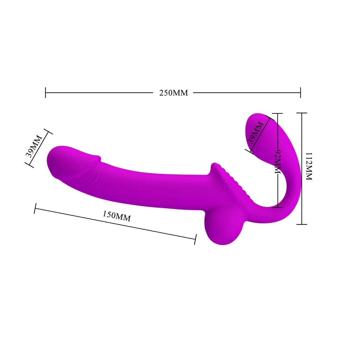 Paarse Strapless Strapon Dildo Met Squirtingfunctie