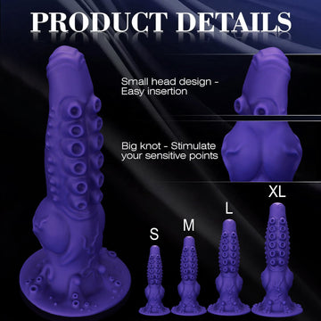 Paarse Octopus Knot Tenticle Dildo Met Textured