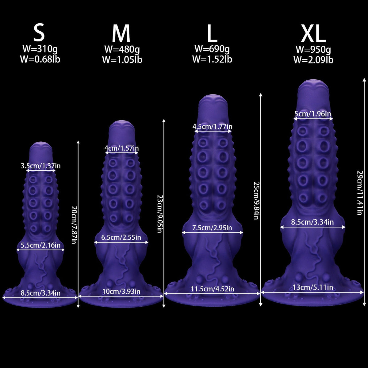 Paarse Octopus Knot Tenticle Dildo Met Textured
