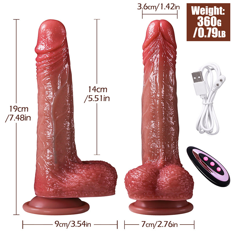 19cm Realistische Stotende Dildo Draadloos Bestuurbaar