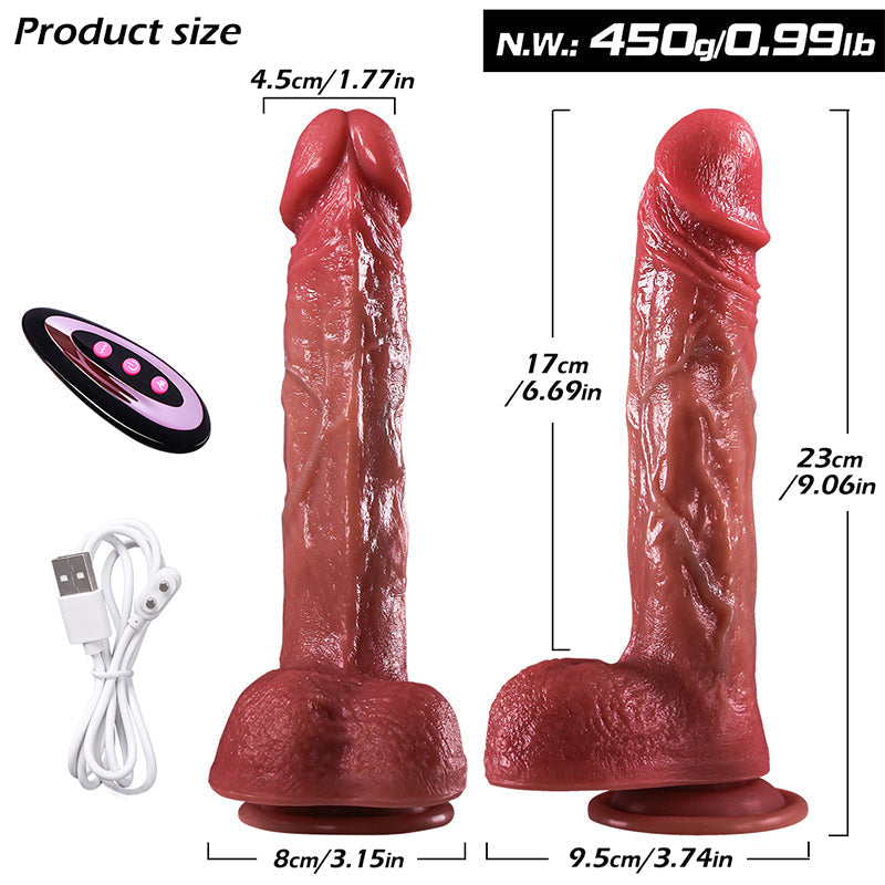 23 cm Realistische Thrusting Dildo met Ballen