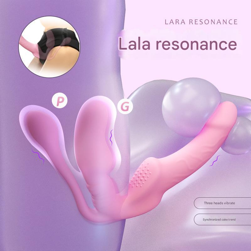 Roze Dubbele Strapless Dildo Met Drie Vibratiemotoren