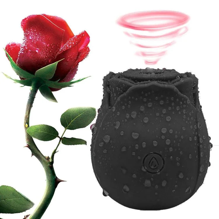 Zwarte Siliconen Rose Toy Met Magnetisch Opladen