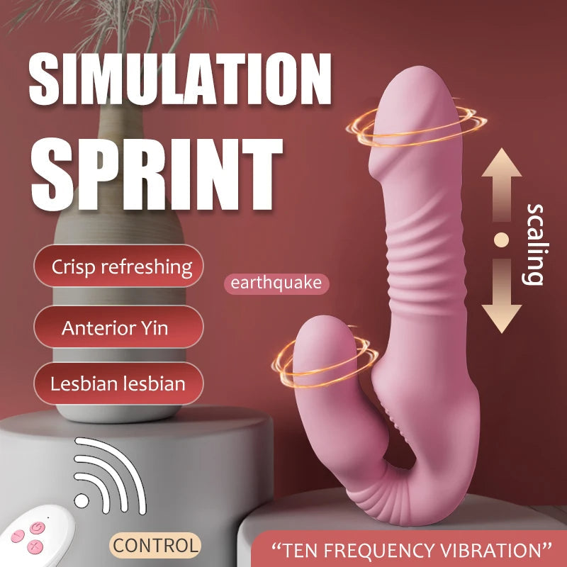Roze Stotende Strapless Dildo Met Afstandsbediening