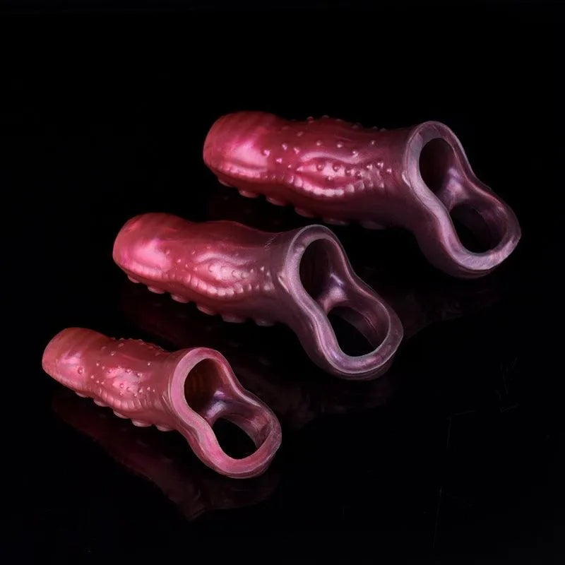 Rode Octopus Peni Sleeve Met Tentakeltextuur