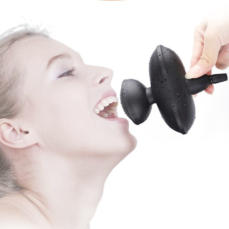 Zwarte Opblaasbare Butterfly Gag met Afneembare Pomp