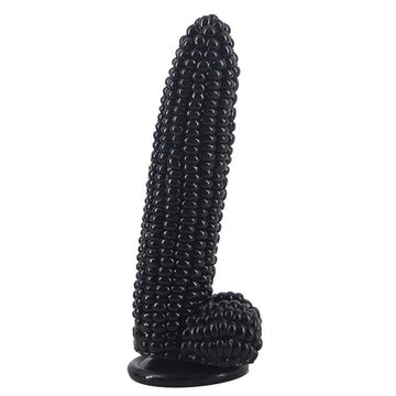 18 cm Zwarte Maïskolf Dildo met Noppen