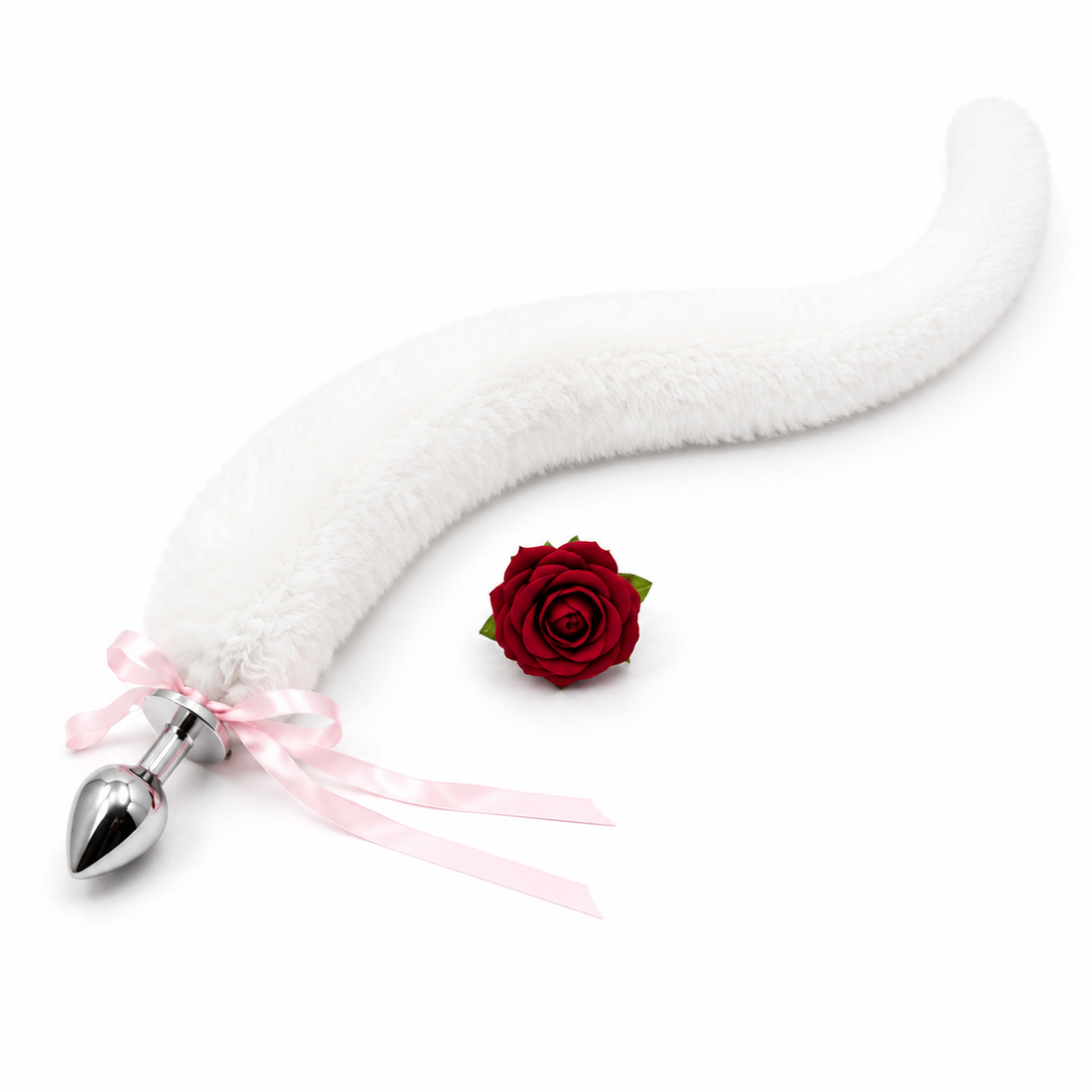 Witte Extra Lange Cat Tail Plug Cosplay