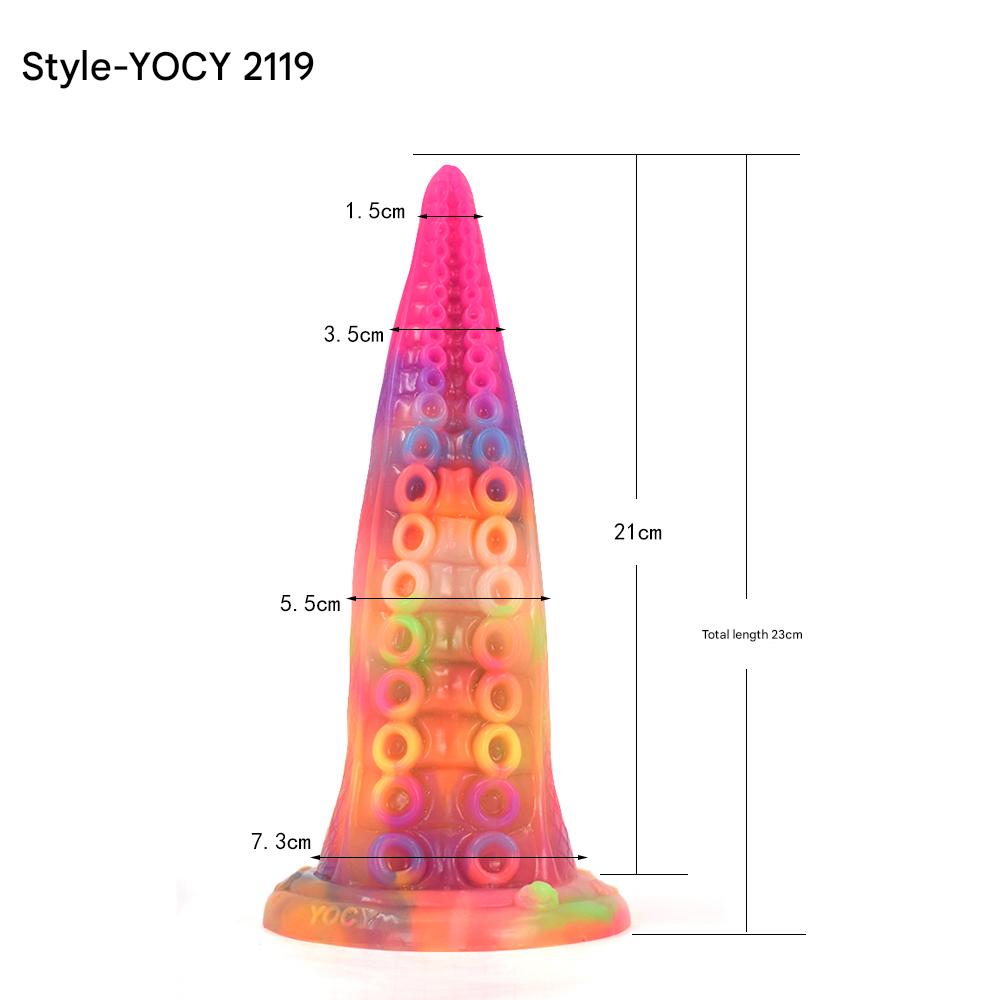 Lichtgevende Rainbow Fantasy Octopus Tenticle Dildo