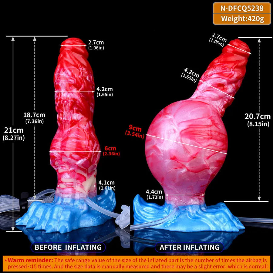 Monster Inflatabledildo Met Knot En Spuitfunctie