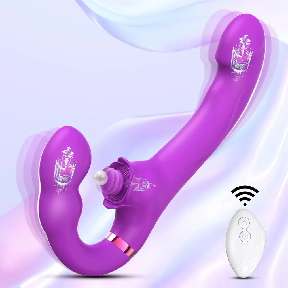 Lnbrengbaar Lesbische Vibrerende Strapless Dildo