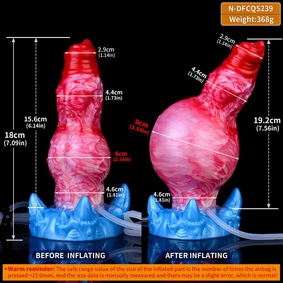 17cm Dog Inflatabledildo Met Squirtingfunctie