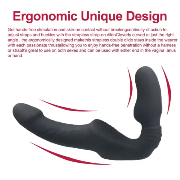 Black Dubbele Vibrerende Strapless Strapon Met Afstandsbediening