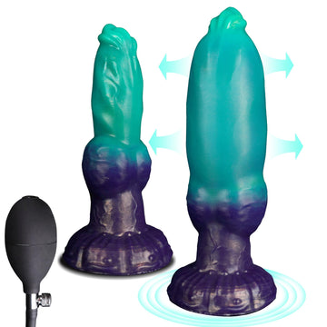 20cm Groene Inflatable Dog Dildo Met Knot