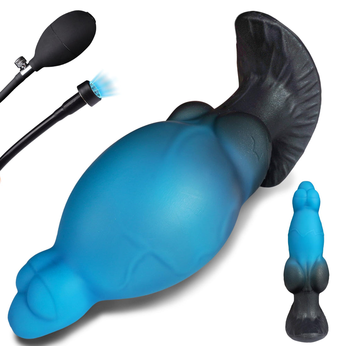 Blauwe Opblaasbare Knot Buttplug van Zachte Siliconen