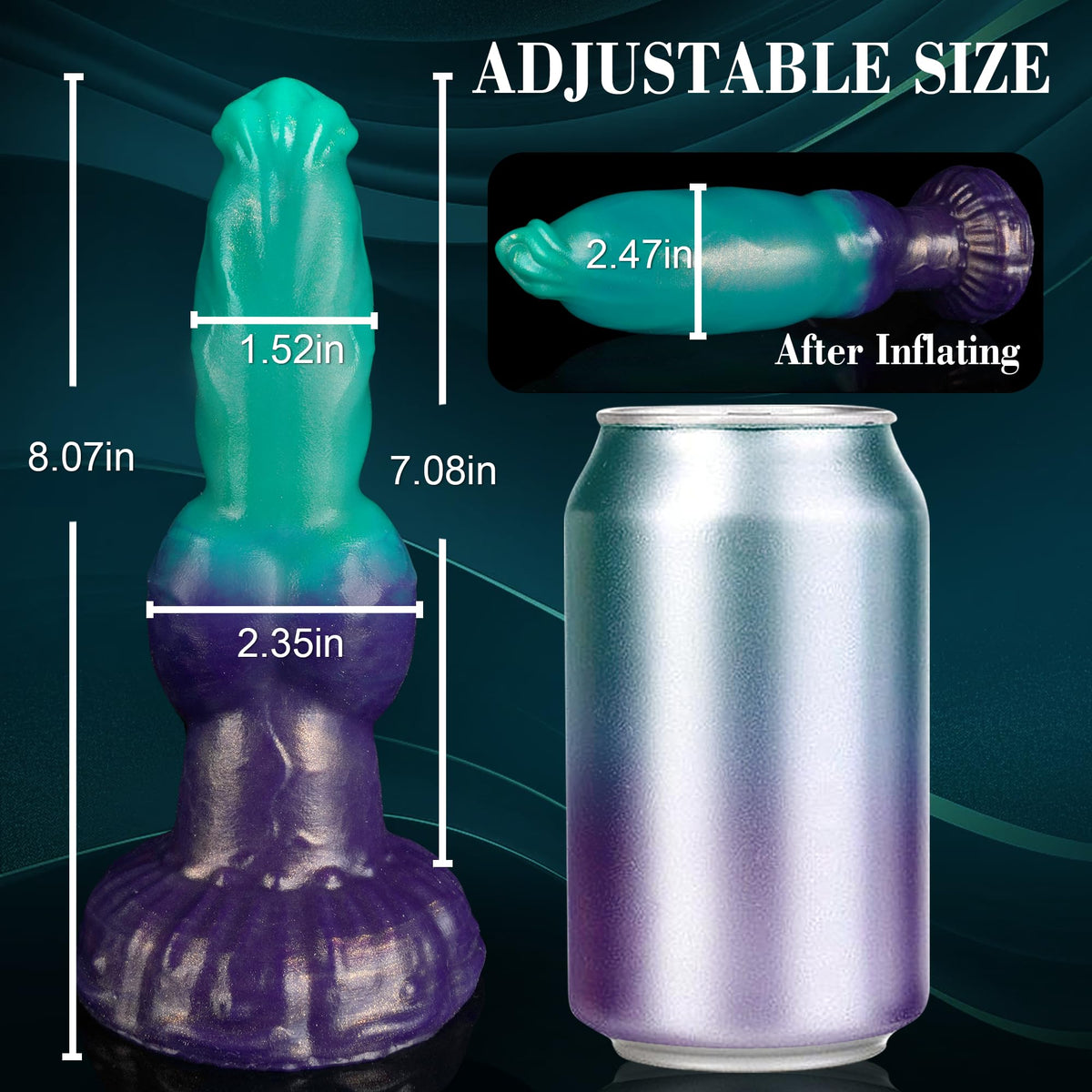 20cm Groene Inflatable Dog Dildo Met Knot