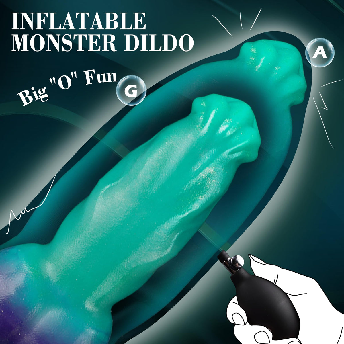 20cm Groene Inflatable Dog Dildo Met Knot