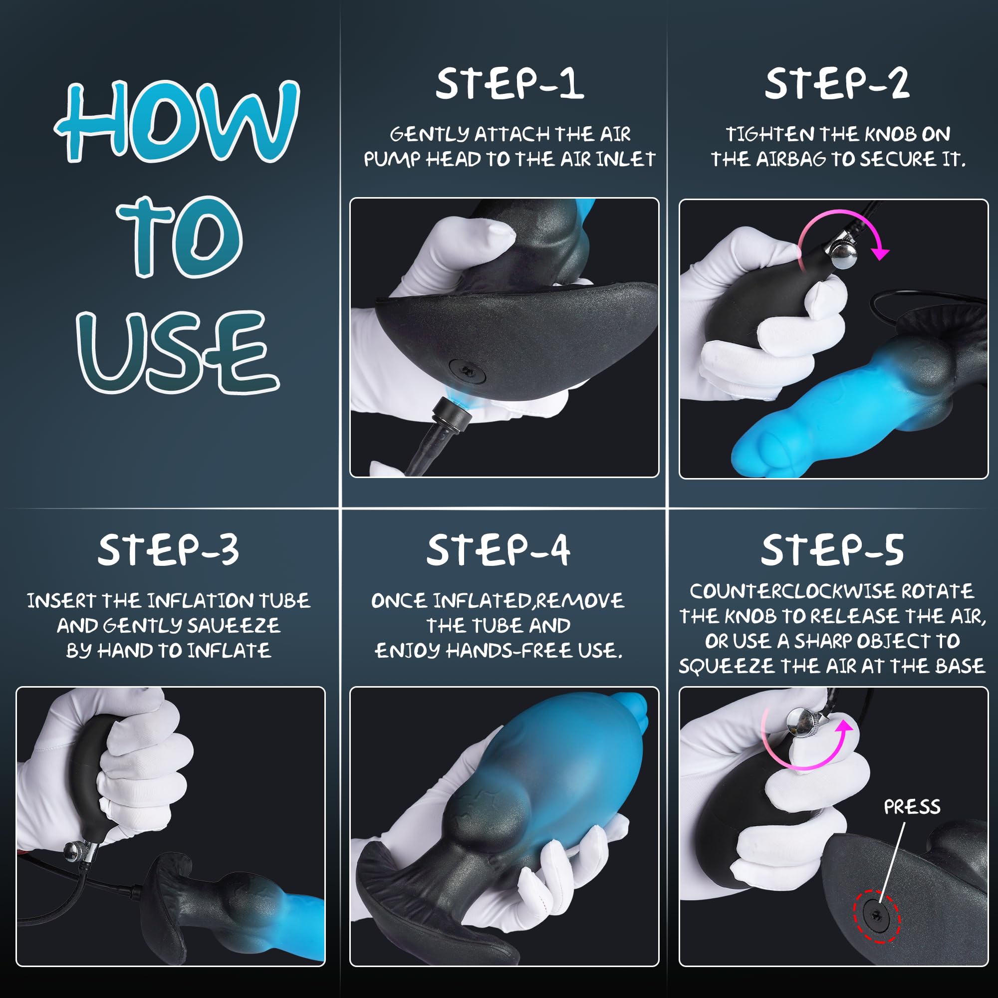 6.9 inch Silicone Inflatable Knot Anal Plug