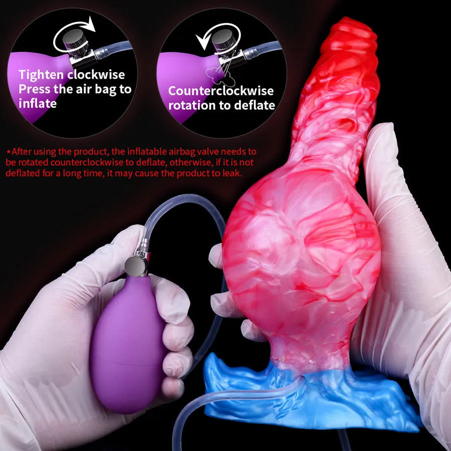 Monster Inflatabledildo Met Knot En Spuitfunctie