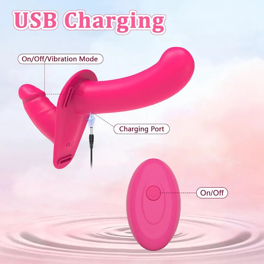 Kleine Strapless Vibrerende Dubbele Dildo Strapon