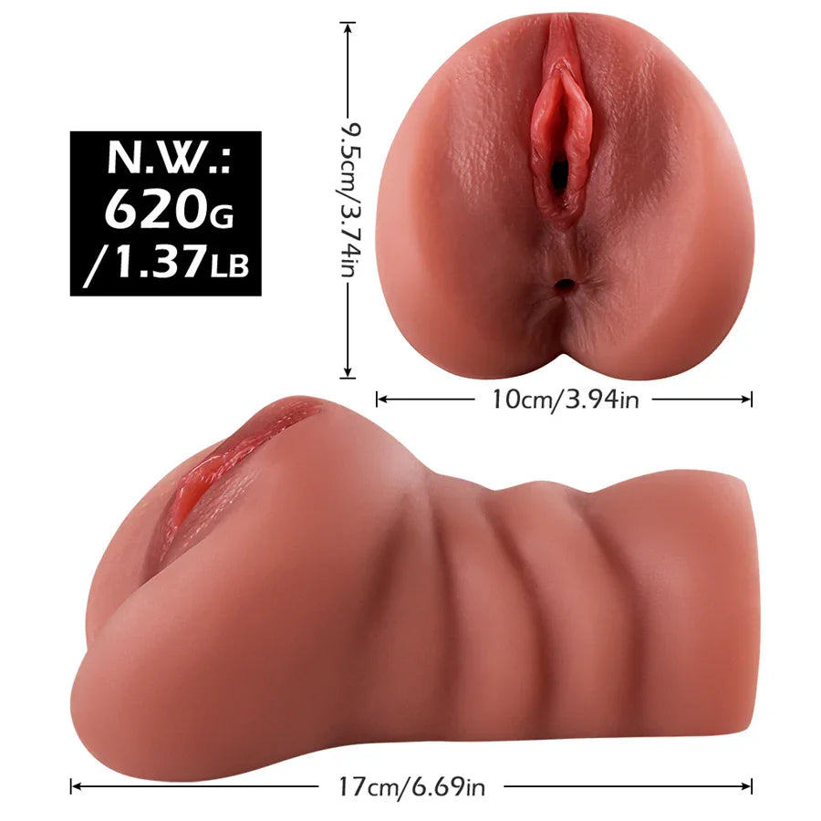 17cm Bruine Kunstvagina Masturbator Met Zachte Schaamlippen